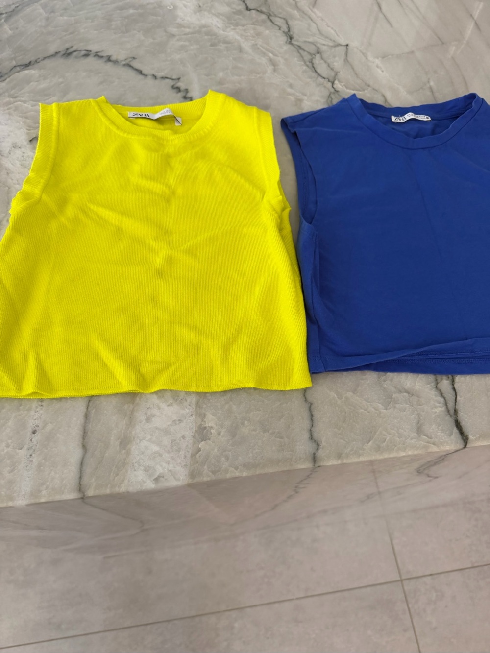 Women’s crop Tank Tops - Neon Yellow and blue by Zara
